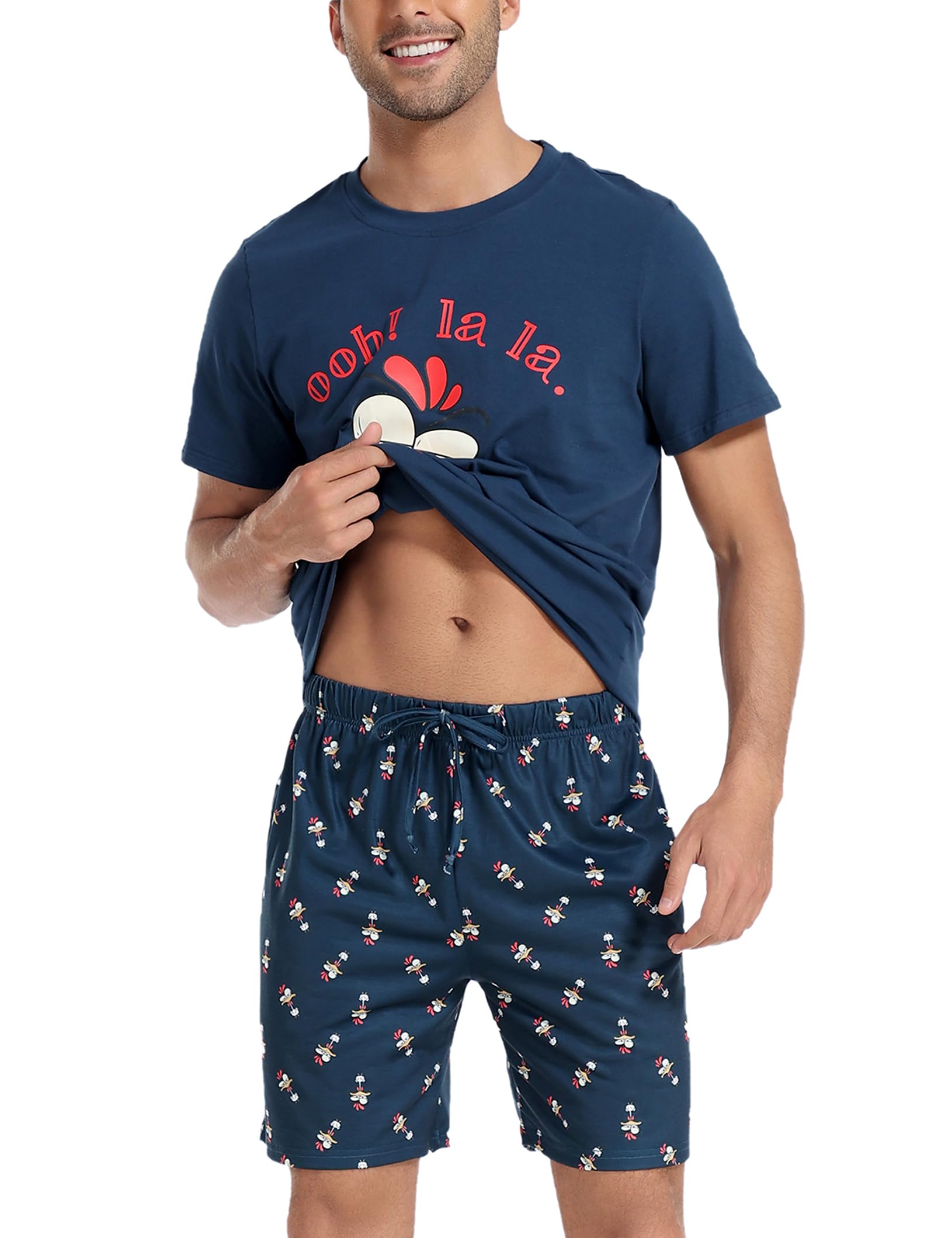 Men's Cotton Pajama Set - Soft V-Neck Sleepwear with Pockets for Lounge & Comfortable Night Sleep - Perfect for Relaxing at Home, Travel & Gift Giving