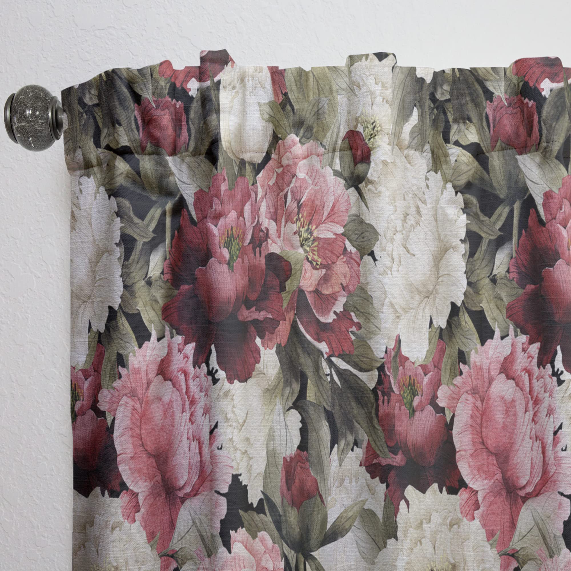 Floral Peony Curtains for Bedroom & Living Room - Thermal Insulated Blackout Drapes - 52x84 Single Panel - Elegant Home Decor for Cozy Spaces & Sun Protection