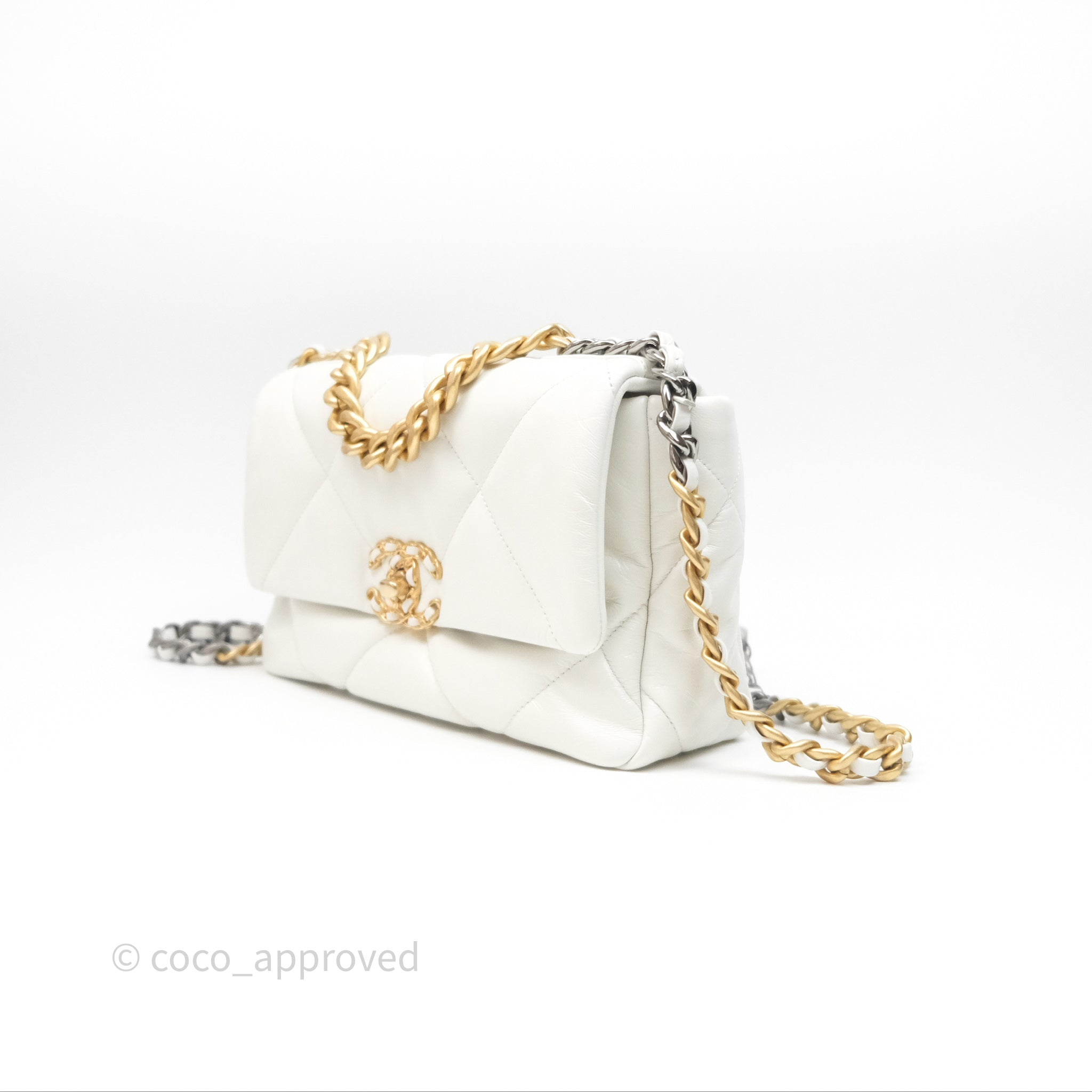 Chanel 19 Small Handbag in White with Mixed Hardware - Luxury Shoulder Bag for Women, Perfect for Evening Events & Daily Use