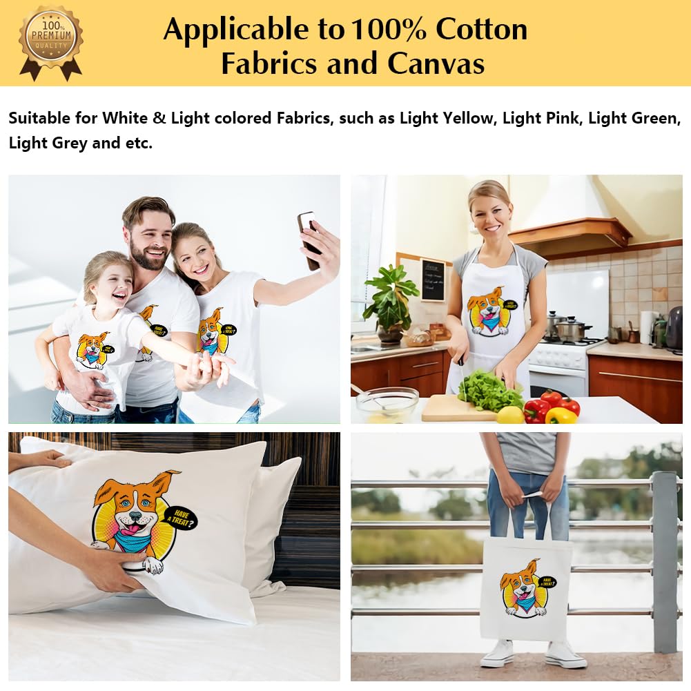 TransOurDream Tru-T Shirt Heat Transfer Paper 10 Sheets A4 - Printable Iron On Transfers for Inkjet & Laser Printers - HTV Heat Transfer Vinyl for White & Light Fabrics - Easy to Cut (TOD-03-10) - Perfect for DIY T-Shirts, Tote Bags & Custom Apparel Projects