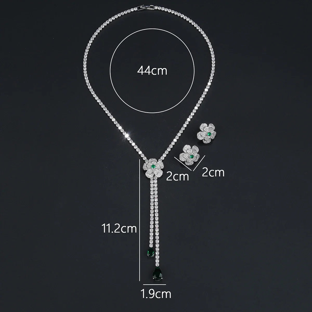 Elegant Floral Y Necklace & Earrings 2-Piece Set for Women - Wedding, Bridal, Party Jewelry Accessories - Perfect for Bridesmaids, Prom, and Formal Events