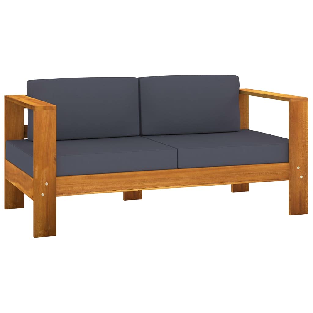 Solid Acacia Wood 2-Seater Garden Sofa Bench with Cushion - Outdoor Patio, Balcony, Backyard & Terrace Lounge Seating - Durable Home Furniture for Relaxing in Gardens, Poolside or Decks