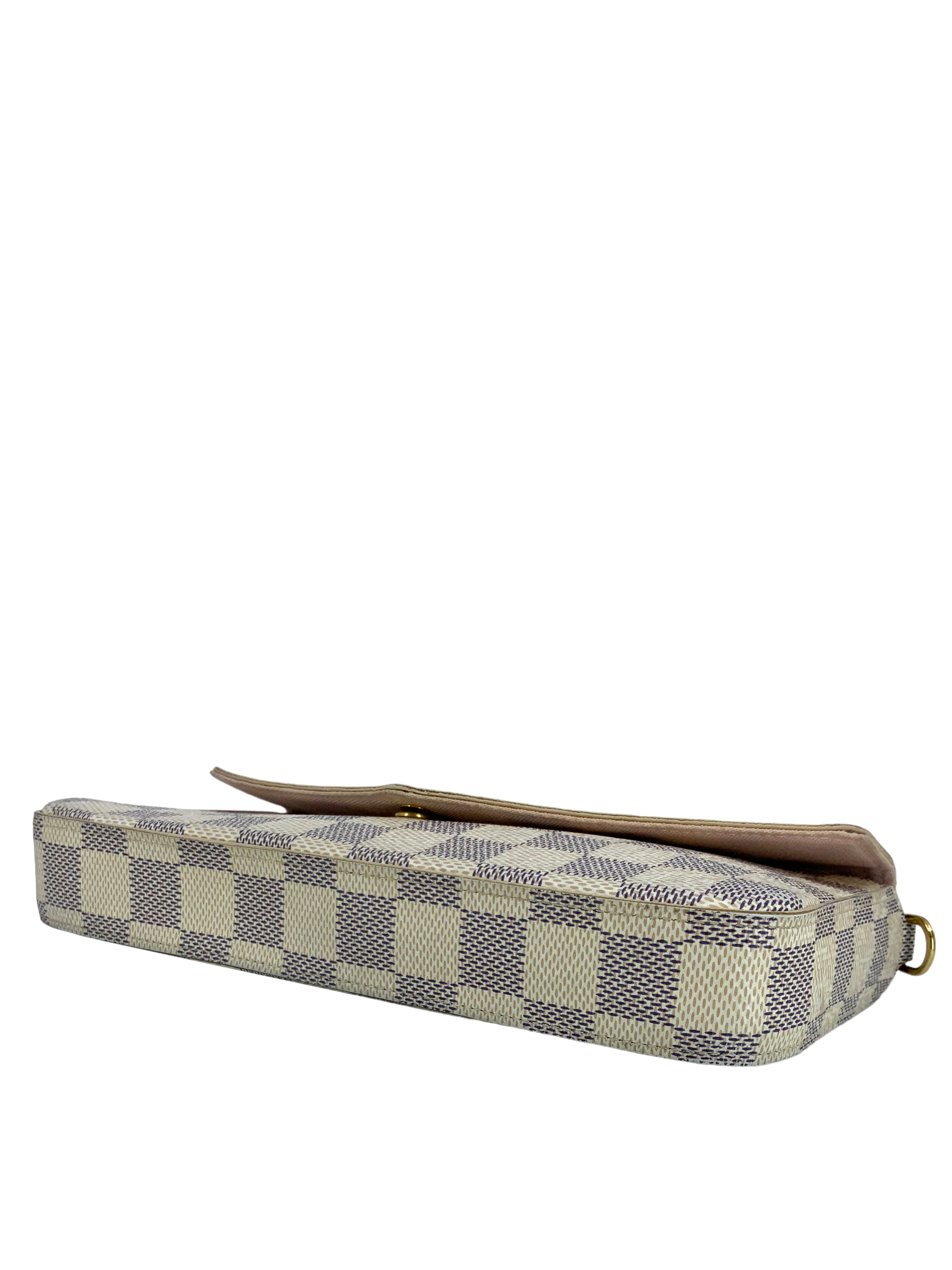 Authentic LOUIS VUITTON Damier Azur Pochette Felicie Chain Wallet Crossbody Bag - Luxury Designer Handbag for Women, Perfect for Evening Parties & Daily Use