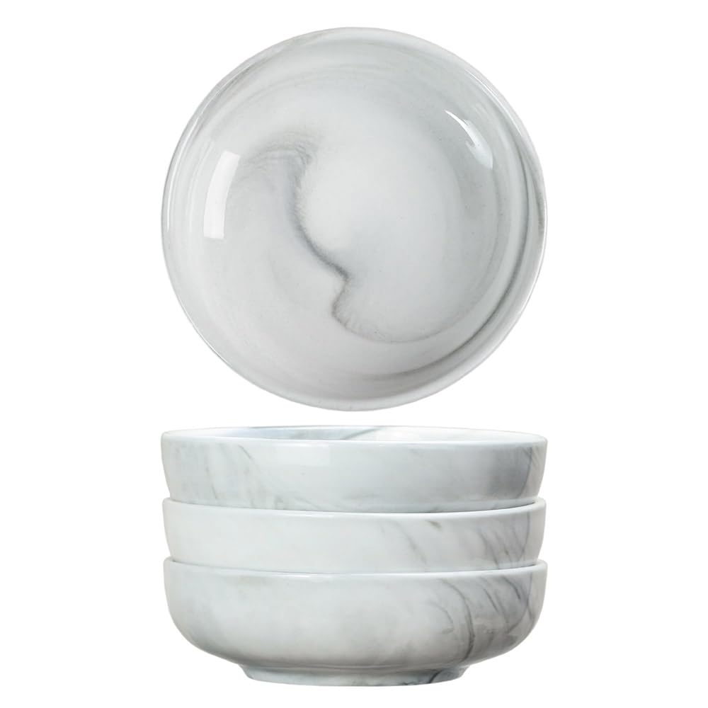 4-Piece Marbled Ceramic Sauce & Seasoning Dish Set - Perfect for Appetizers, Snacks, and Condiments at Dinner Parties