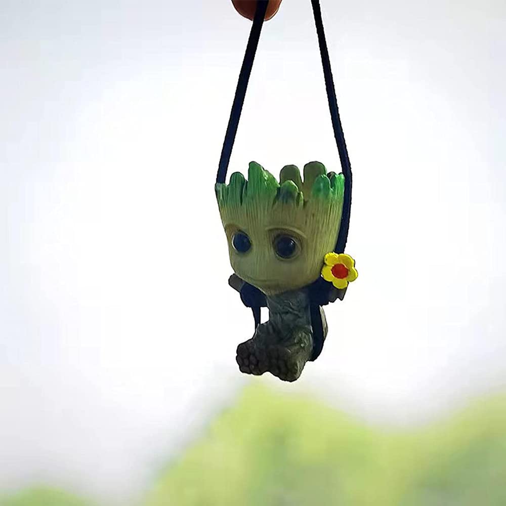 Funny Smiling Little Tree Man Car Hanging Accessory - Cute Mirror Charm Pendant for Car Decor - Perfect for Road Trips & Daily Commutes
