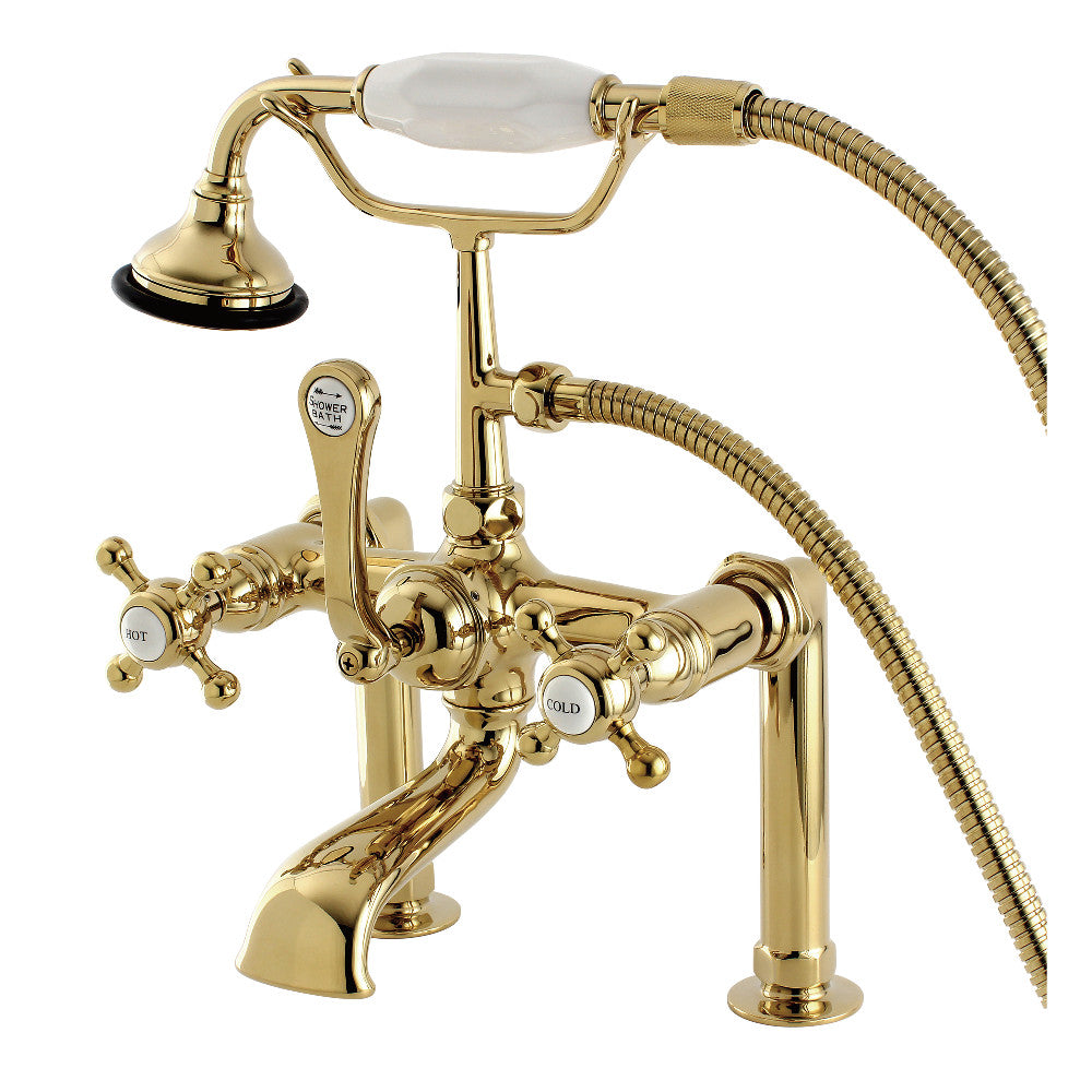 Vintage AE103T8BX English Country Clawfoot Tub Faucet - Deck Mount Antique Brass Bathroom Sink Faucet for Vintage & Farmhouse Style Bathrooms