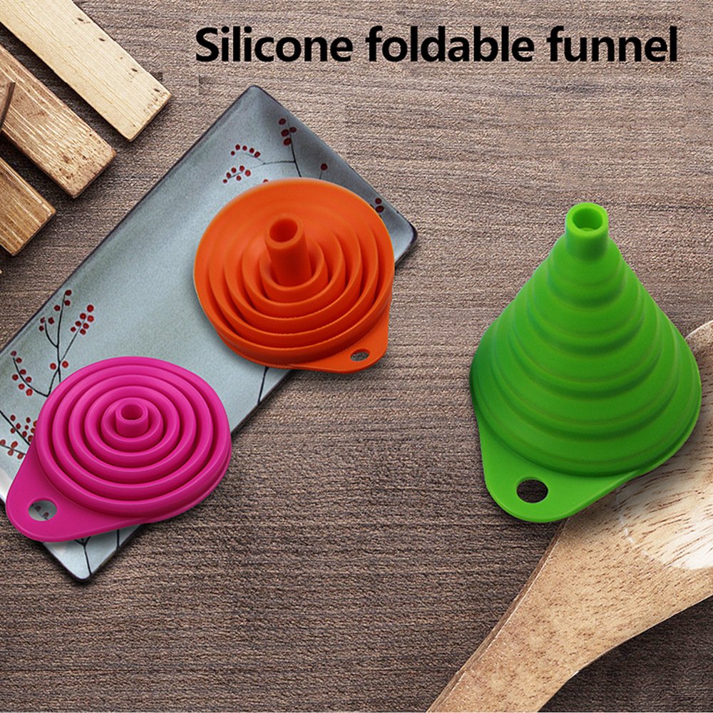 Foldable Silicone Funnel for Kitchen - BPA Free, Heat Resistant, Dishwasher Safe Collapsible Funnel (Pink) - Perfect for Baking, Cooking, Oil Transfer & Liquid Pouring