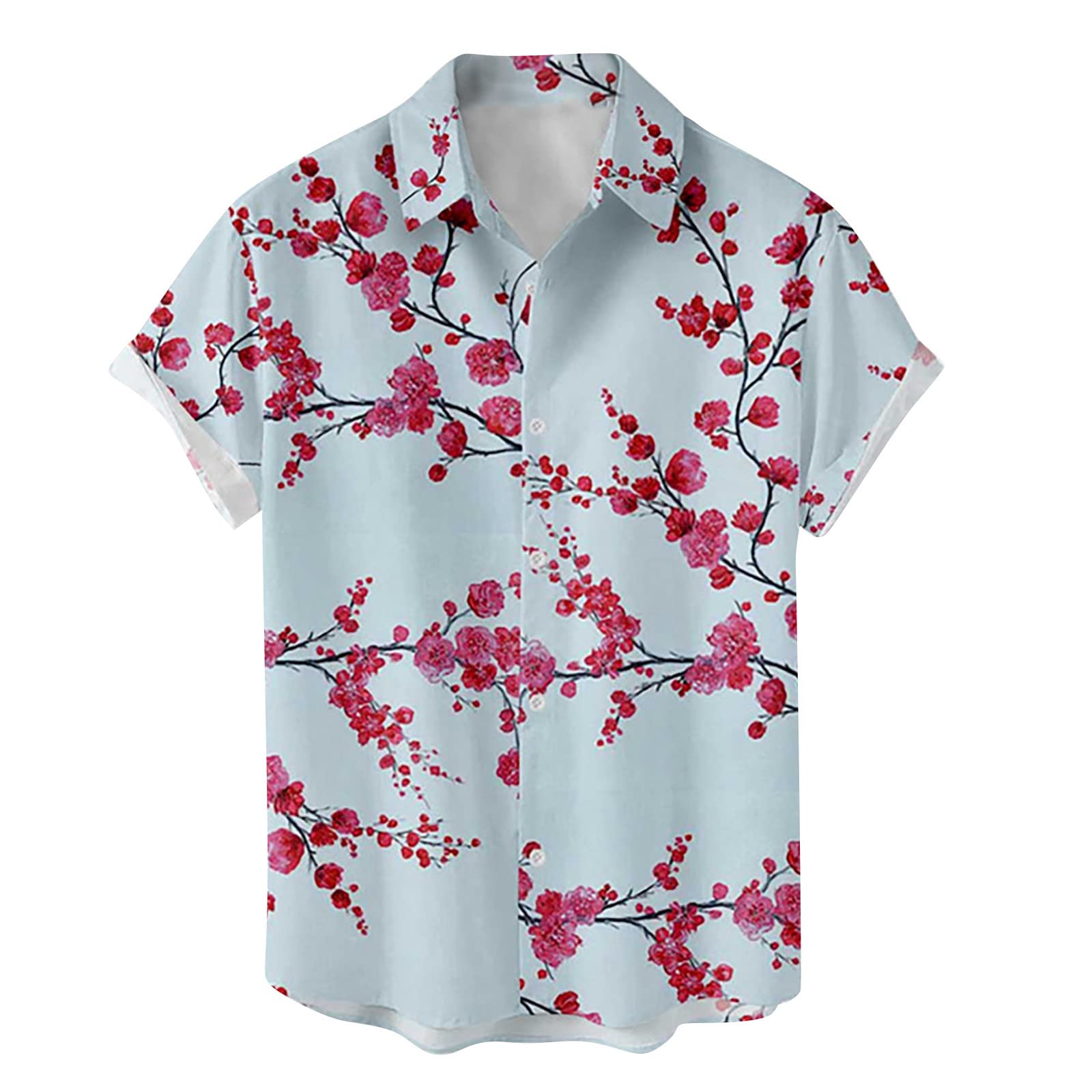 **Men's Hawaiian Shirt - Short Sleeve Printed Button Down Shirt for Summer, Beach, Golf & Casual Wear - Tropical Floral Aloha Shirt for Vacation & Outdoor Activities**
