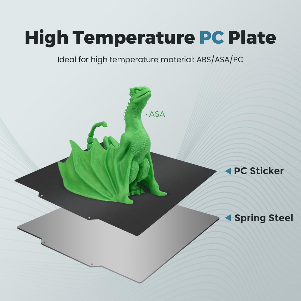 FLASHFORGE Adventurer 5M & 5M Pro 3D Printer with High-Temperature PC Plate - Upgraded Magnetic Flexible PC Sticker Sheet for ABS/ASA/PC Materials - Ideal for Home, Office & DIY 3D Printing Projects
