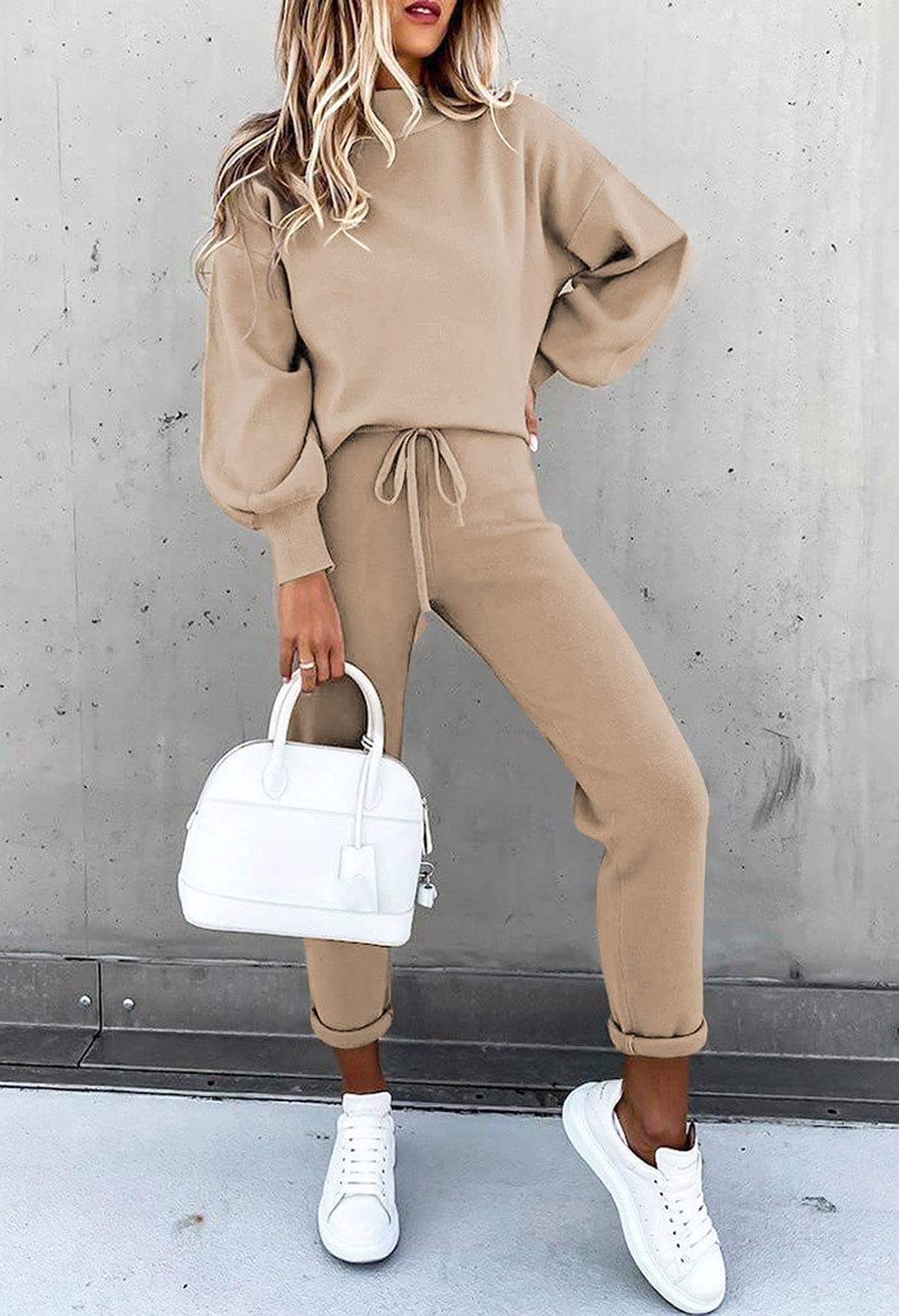 ETCYY Women's 2-Piece Lounge Set - Long Sleeve Sweatshirt & Soft Sweatpants Comfy Outfit for Home, Yoga & Casual Wear