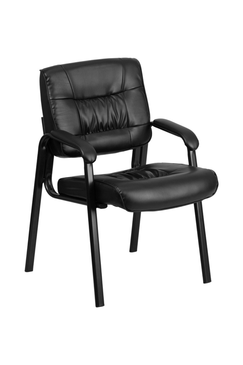 Premium FLASH Haeger Leather Executive Office Chair - Black Metal Frame Reception Seating for Professional Workspaces & Conference Rooms