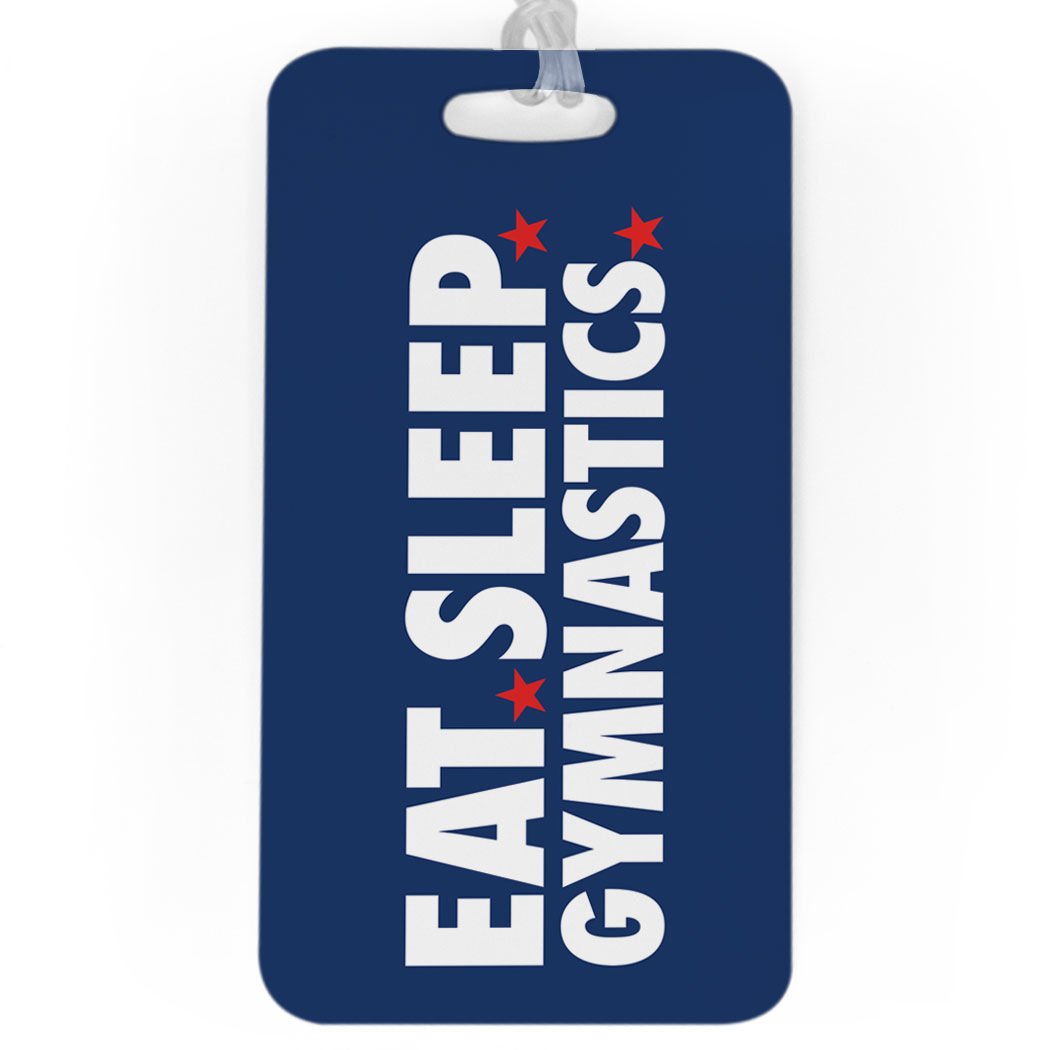 Custom Gymnastics Luggage Tag - Personalized Eat Sleep Gymnastics Bag Tag with Large Navy Design - Perfect for Gymnastics Competitions, Travel, and Sports Equipment Identification