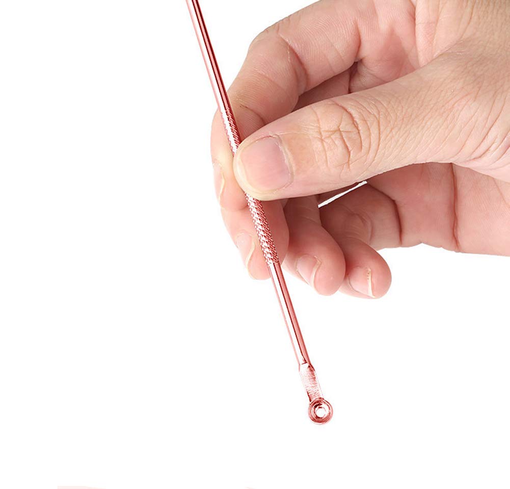 AKOAK 4-Piece Rose Gold Plated Double Head Acne Needle & Blackhead Remover Tool Set - Portable Skin Care Kit for Face, Nose & Body - Perfect for Home Spa, Travel & Professional Use