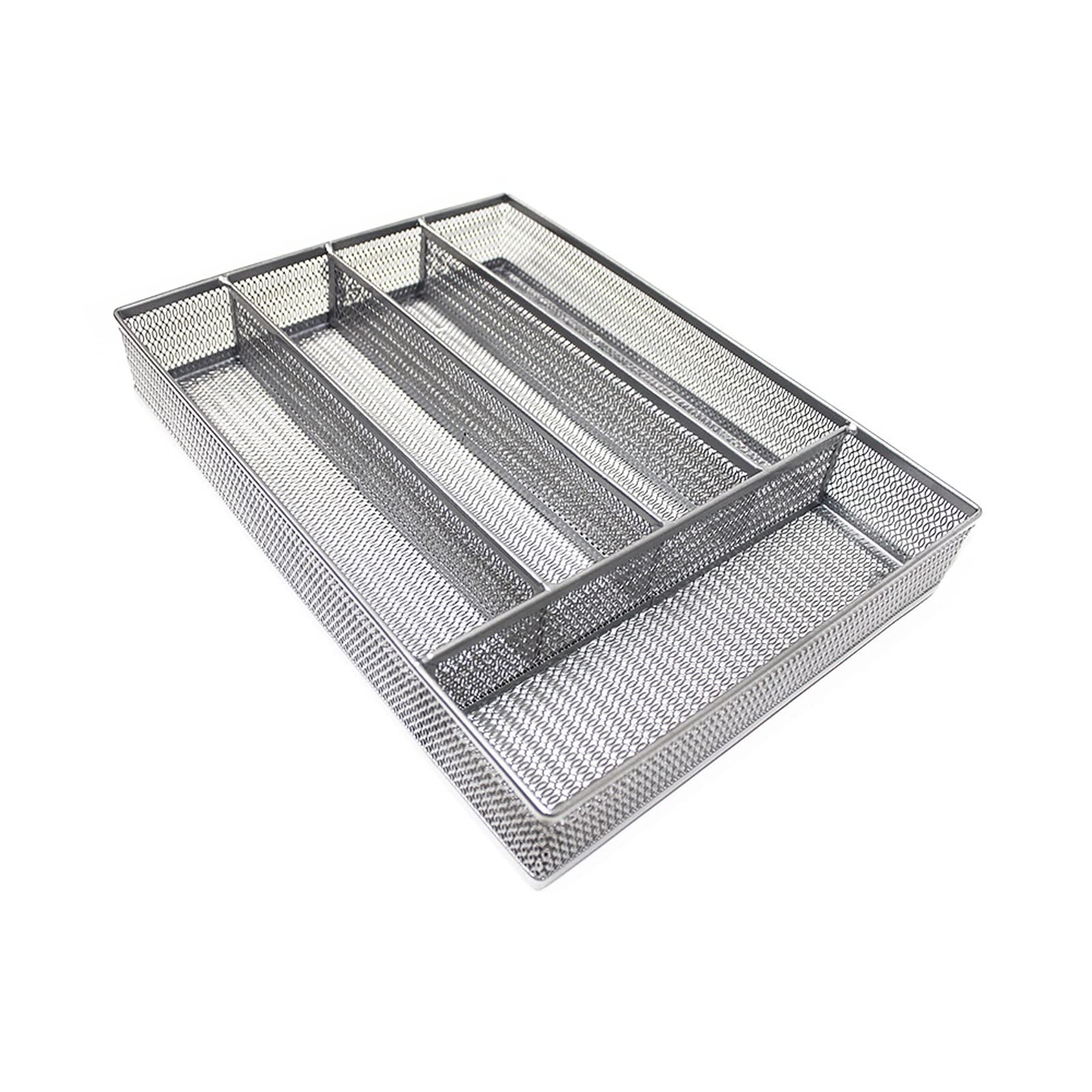 YDYBY 5 Compartment Mesh Silverware Tray for Kitchen Drawer - Stainless Steel Flatware Organizer & Cutlery Holder - Utensil Storage Solution for Forks, Spoons, Knives - Perfect for Home, Restaurant, and Office Use