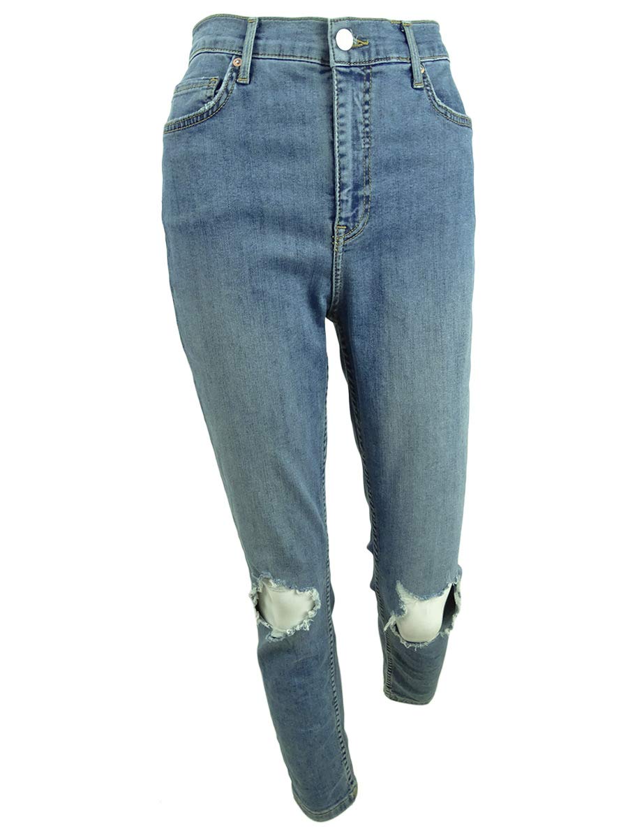 Free People Women's Distressed Busted Denim Skinny Jeans - Vintage Ripped High Waisted Stretch Jeans for Casual Outfits & Streetwear Fashion