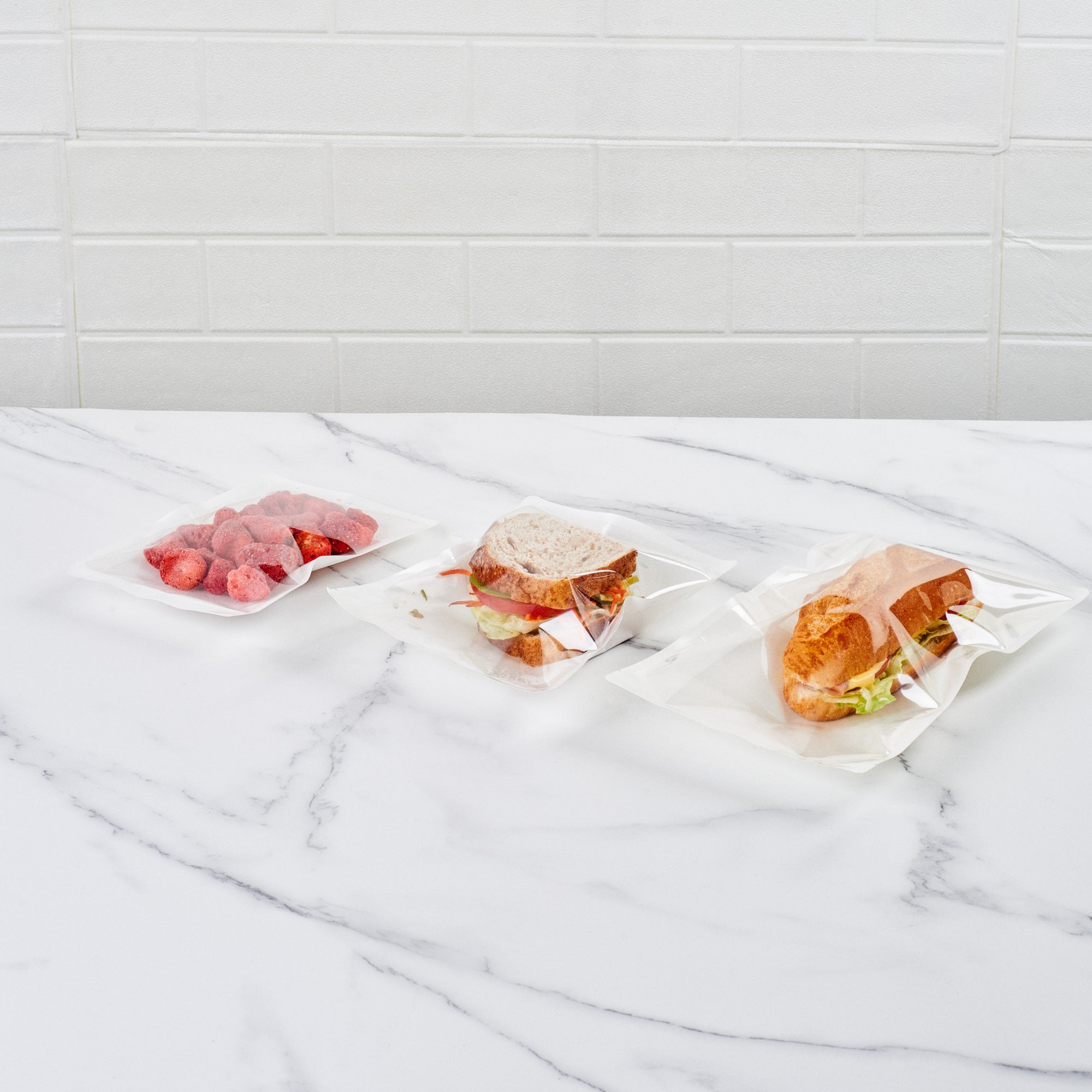 White Plastic Medium Sandwich & Snack Bags - Heat Sealable Food Storage (8.75