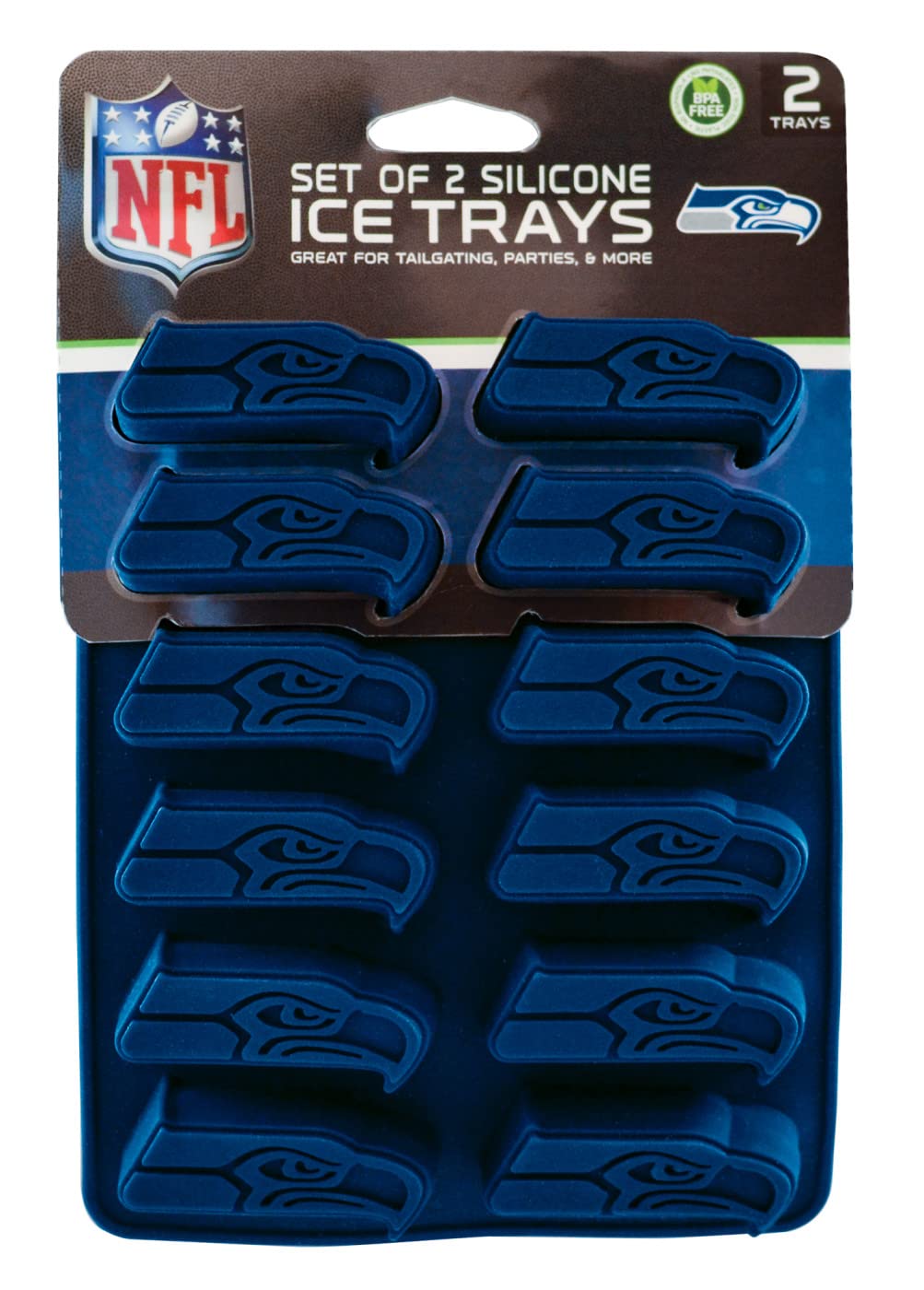 MasterPieces NFL Seattle Seahawks Ice Cube Tray - Team Logo Silicone Mold for Cocktails, Drinks & Party Decor - Perfect for Game Day, Tailgating & Seahawks Fan Gifts
