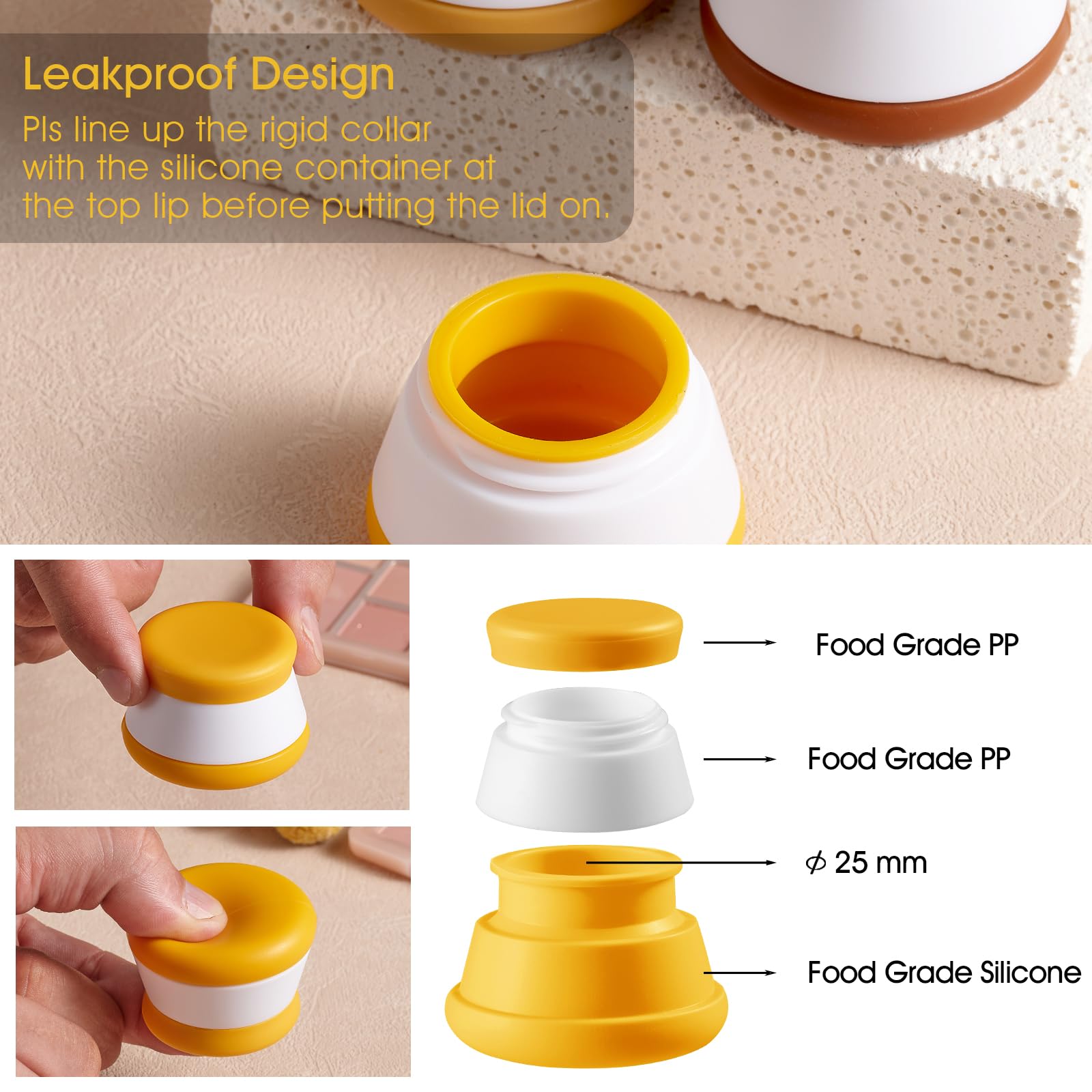 TSA Approved Silicone Travel Containers Set - 4PCS Leakproof BPA-Free Toiletry Jars with Lids & Mini Spatulas | Perfect for Airplane Liquid Carry-On, Cosmetic Samples, and Skincare Travel Accessories