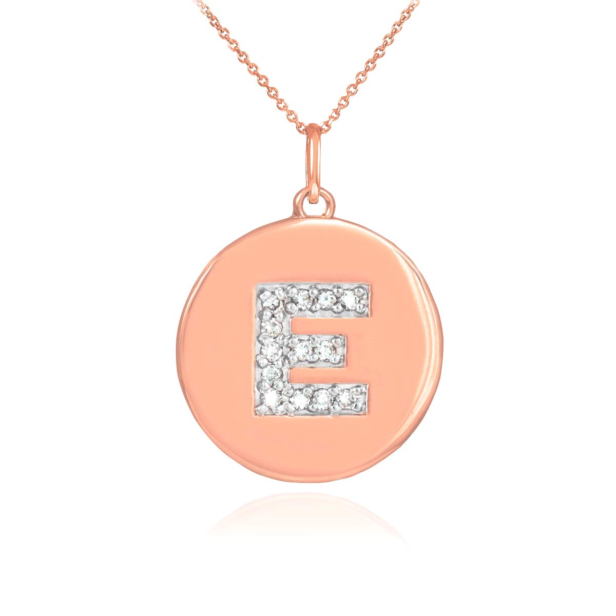 10K Rose Gold Initial Necklace - Personalized A-Z Diamond Disc Pendant for Women, Elegant Layering Jewelry for Everyday Wear, Gift for Her, Birthday, Anniversary, Valentine's Day