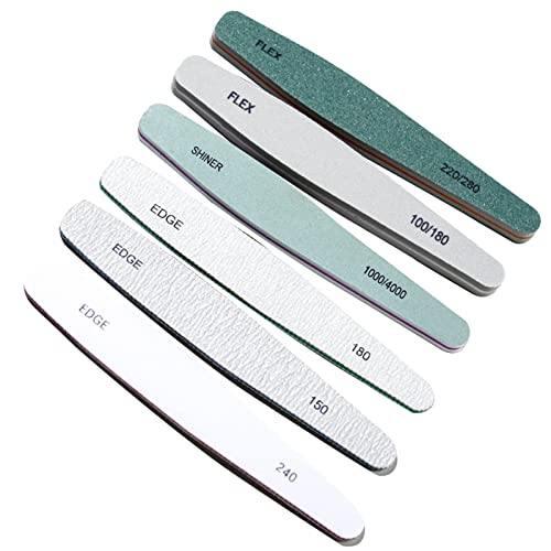 Professional 6-Piece Reusable Nail File Set for Manicure & Pedicure - Coarse & Fine Grit Nail Buffing & Polishing Strips - Perfect for Home, Salon, and Travel Nail Care
