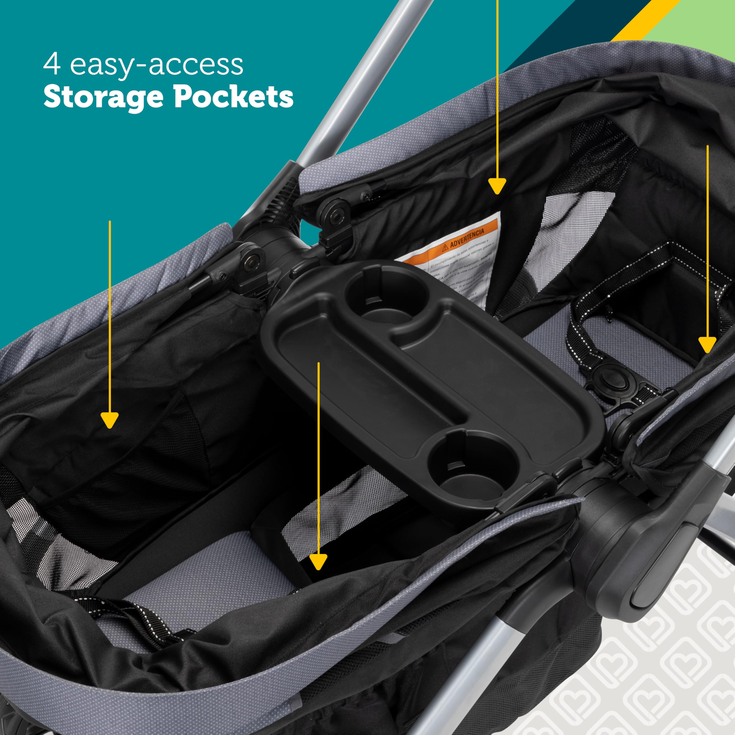 Safety 1st Summit Wagon Stroller for 2 Kids - Double Baby Stroller Wagon with Removable Child Tray, 2 Cup Holders & Wave Runner Wheels | Perfect for Park Outings, Beach Trips & Family Adventures