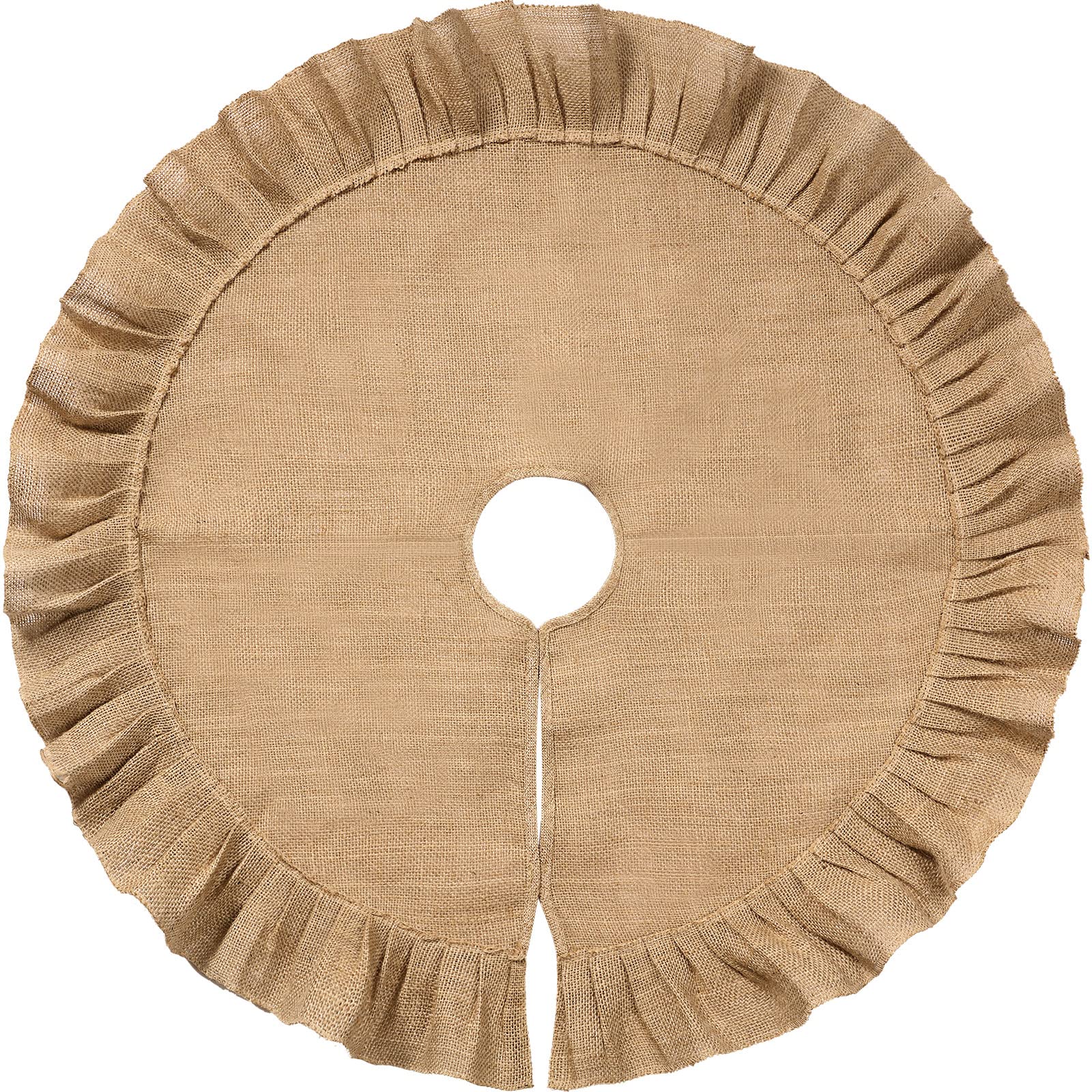 Premium Linen Burlap Christmas Tree Skirt - 31 Inch Round Holiday Decorative Cover for Xmas Party, Winter Home Decor - Perfect for Indoor & Outdoor Use (Linen Color) | Family Gatherings, Fireplace Displays & Festive Photo Backdrops