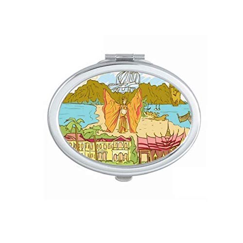 DIYthinker Portable Folding Double-Sided Mirror - Handmade Culture & Religion Inspired Temple Landmark Design for Makeup, Travel, and Home Decor