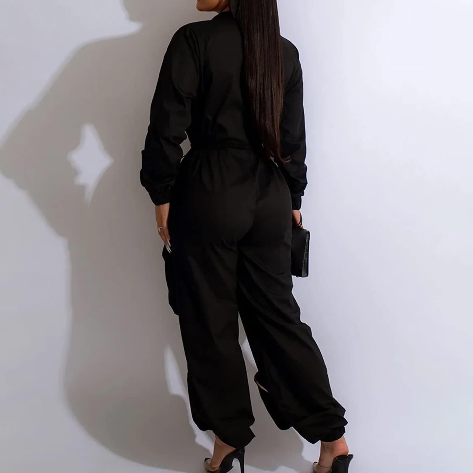 Women's Valor Jumpsuit with Cargo Pockets & Metal Zipper - Stylish Leggings for Workout, Yoga, and Casual Wear | Breathable Deep Neckline Jumpsuit for Women