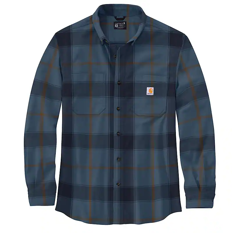 Rugged Flex Relaxed Fit Midweight Flannel Long Sleeve Plaid Shirt - Thundercloud | Comfortable & Durable for Outdoor Adventures, Camping & Casual Wear