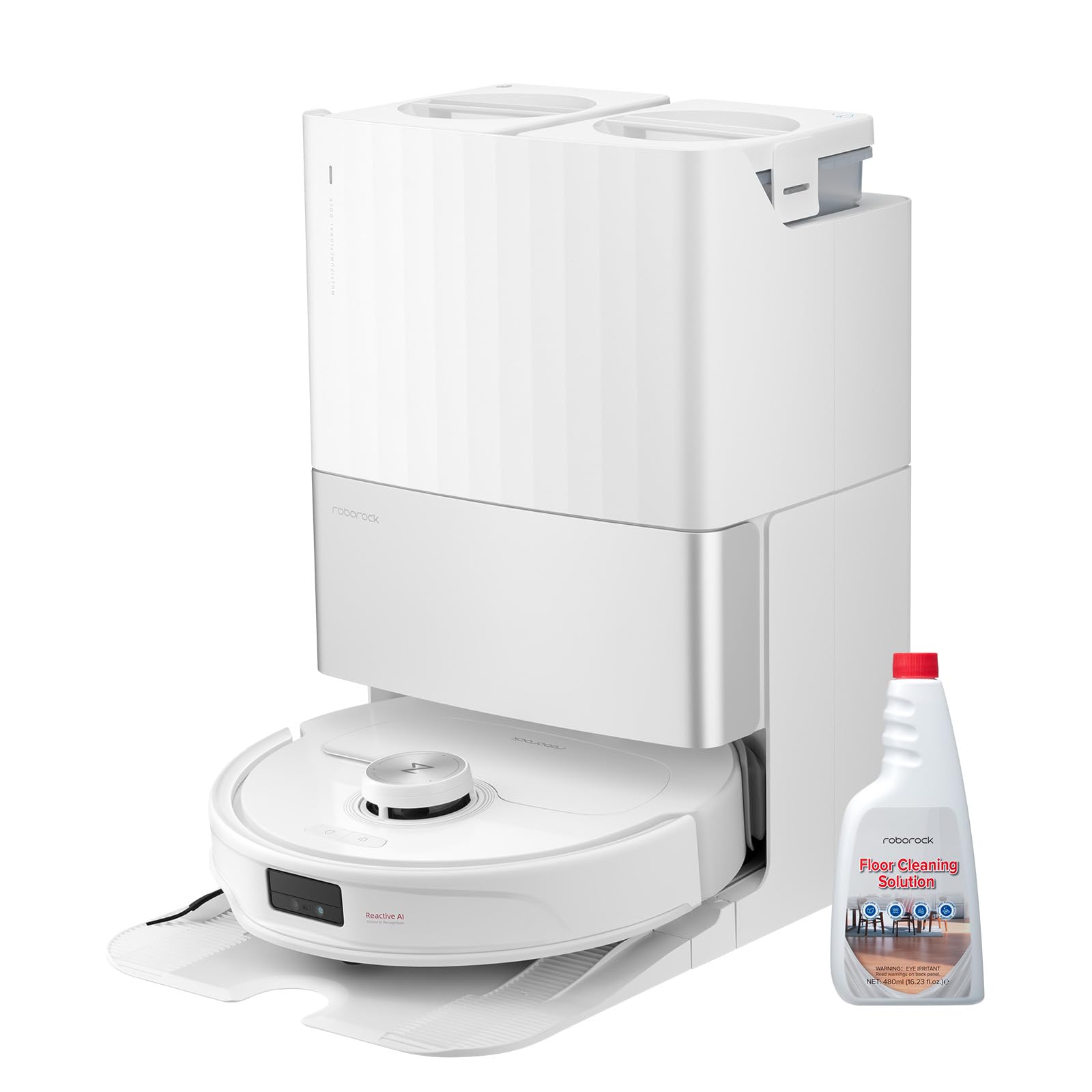 Roborock Qrevo Master Robot Vacuum and Mop with Self-Cleaning Station & Auto Mop Washing - Smart Mapping, 5500Pa Suction, Perfect for Hardwood Floors & Pet Hair (White) - Ideal for Large Homes & Busy Families