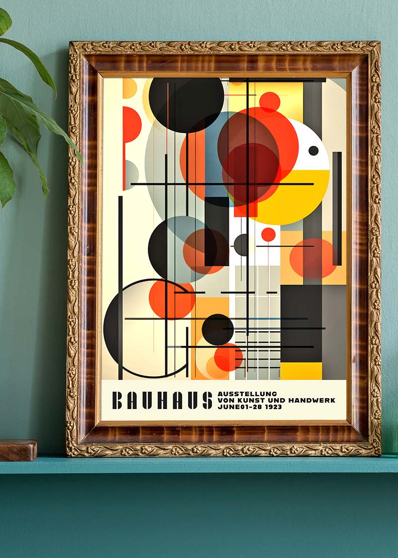 Bauhaus Industrial Geometric Shapes Print Wall Art - Modern Abstract Canvas Painting for Living Room, Bedroom & Office Decor