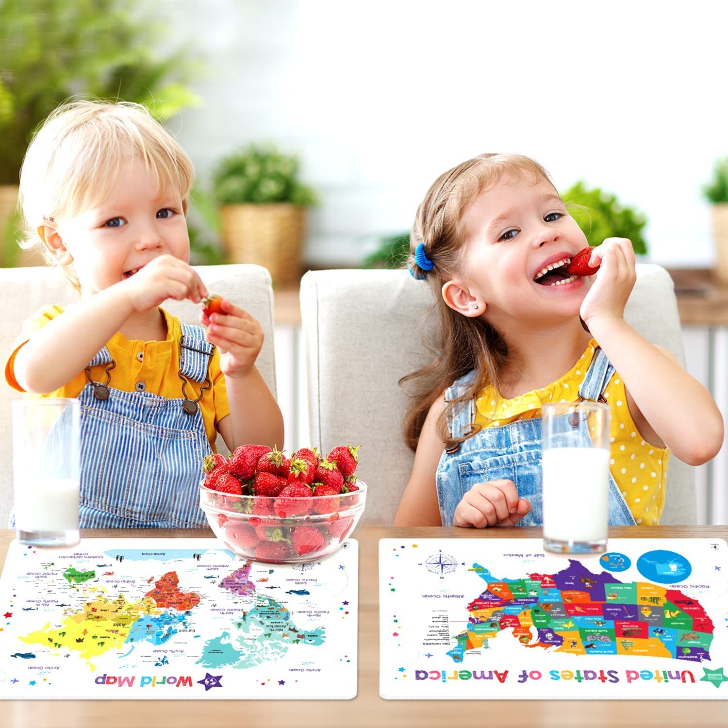 10 Pack Kids Placemats - 2 Sets of 5 Simply Magic Non-Slip Place Mats for Children | Perfect for Dining, Crafts & Learning Activities at Home or School