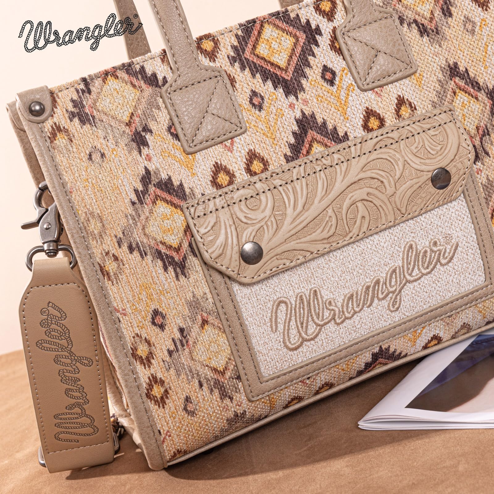 Montana West Wrangler Aztec Tote Bag for Women - Stylish Western Purse & Handbag for Everyday Use, Work, Travel & Shopping