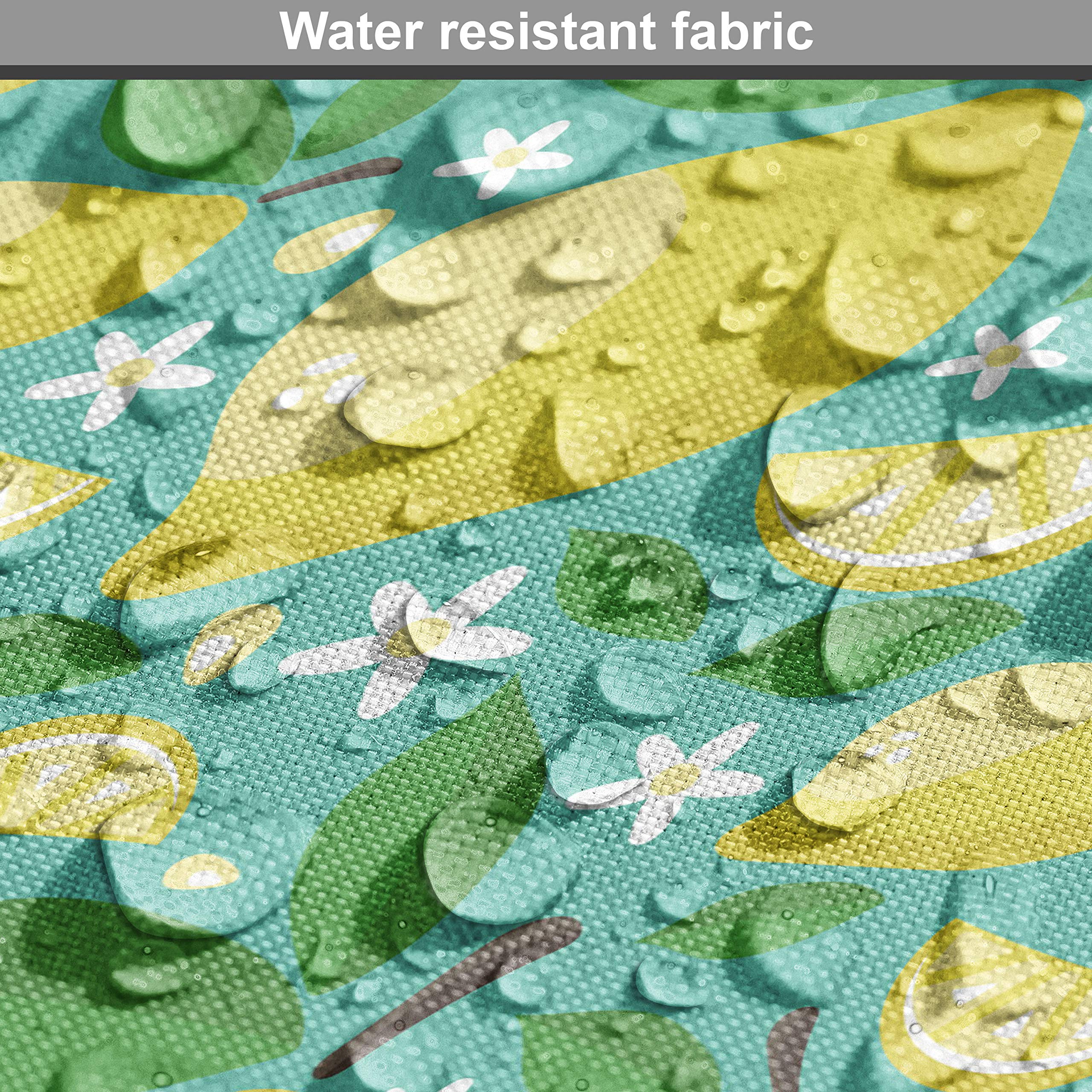 Ambesonne Floral Fabric by The Yard - Cartoon Style Lemon Leaves & Blooming Flowers Summer Garden Print - 10 Yards Seafoam Green & Yellow Upholstery Fabric for Sofa, Curtains, Pillows & Home Decor | Perfect for DIY Projects, Nursery Decor & Coastal Themed Rooms