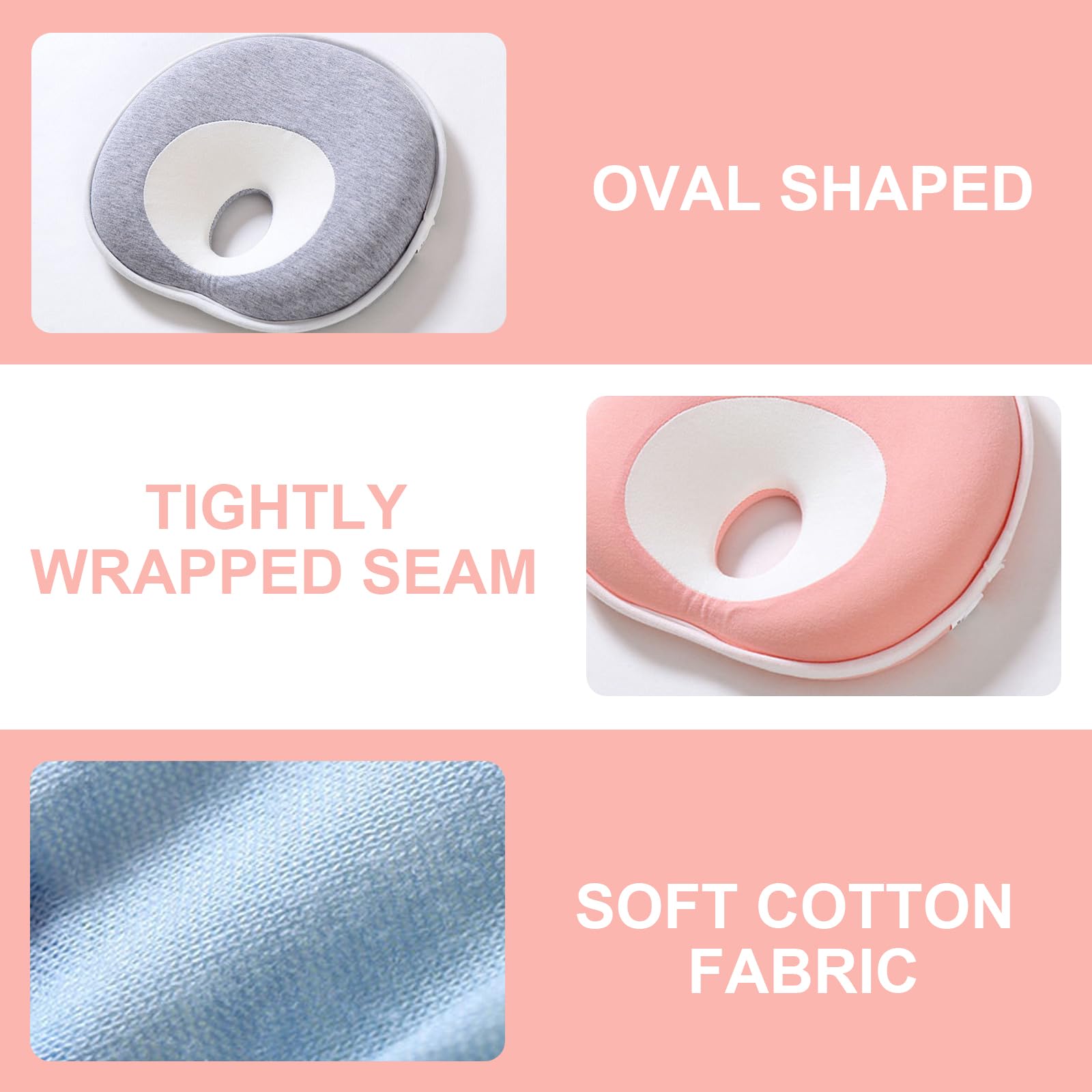 Best Ergonomic Baby Pillow for Flat Head Prevention - Soft Cotton Infant Head Support Cushion for Newborns 0-12 Months - Perfect for Safe Sleep & Tummy Time