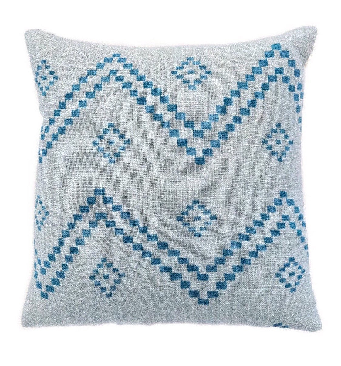Peter Dunham Designer Pillow Cover - Taj Mist Blue Cotton Linen Blend - Ready to Ship - Perfect for Living Room Sofa, Bedroom Decor & Home Styling
