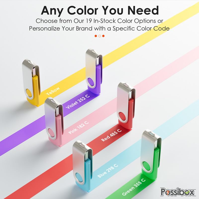 Custom Logo Swivel USB Flash Drive 2GB - Bulk USB 2.0 Memory Stick 100 Pack - Promotional Giveaways for Business Events, Trade Shows & Corporate Gifts