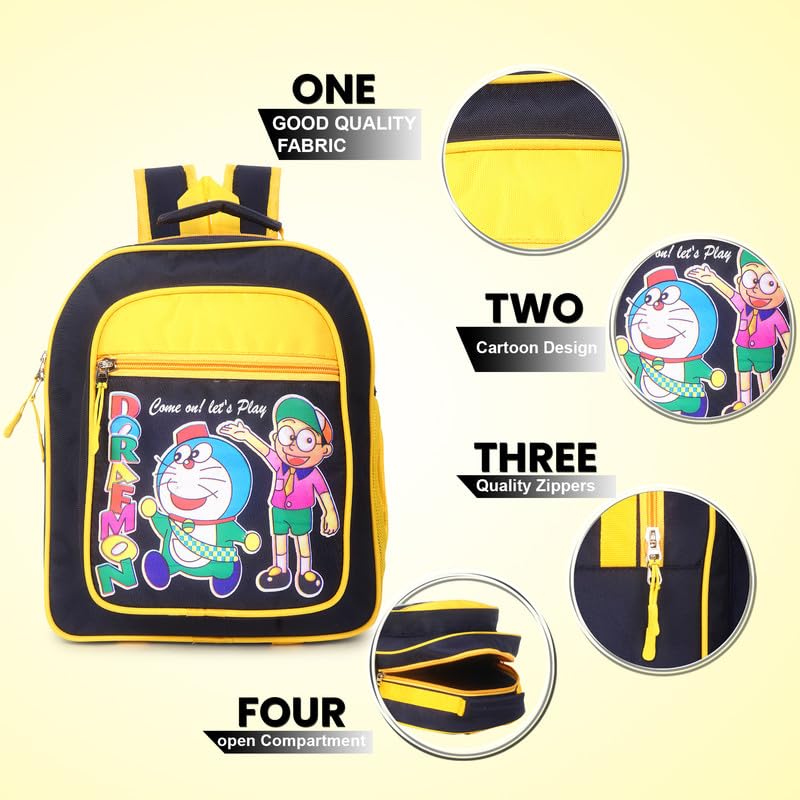 Doraemon Cartoon Kids Backpack 25L - Lightweight Waterproof School Bag with Adjustable Straps & 2 Compartments for Boys and Girls | Perfect for School, Travel, and Daily Use