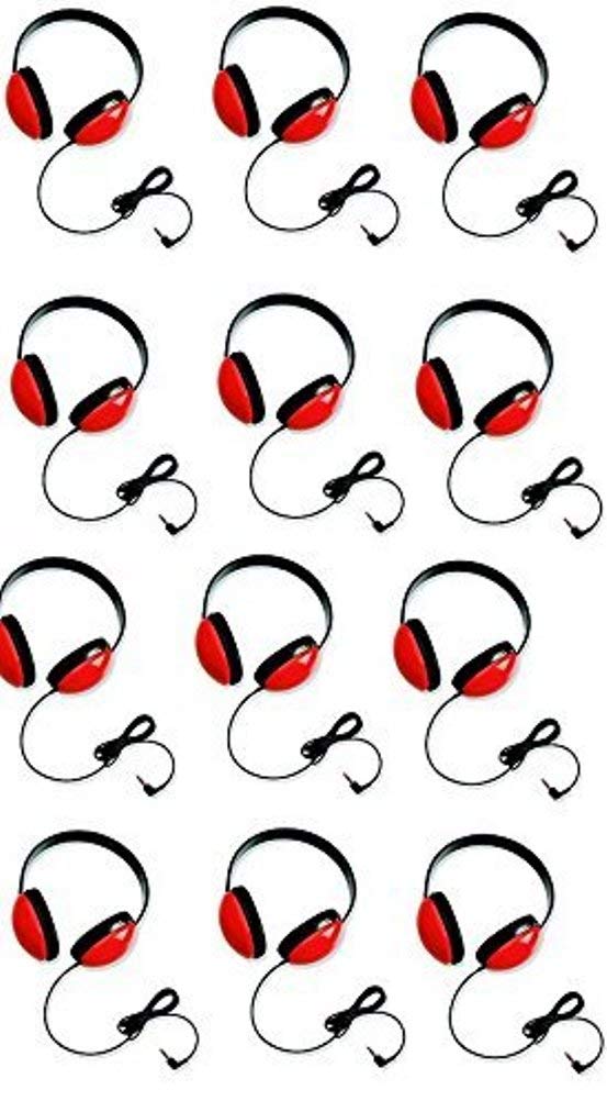 Califone 2800-RD Kids Stereo Headphones - Red (12-Pack) | Durable School Headphones for Classroom Learning, Online Education & Music Listening