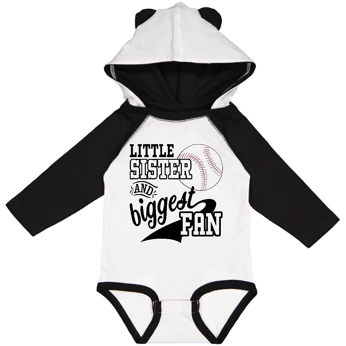 Inktastic Little Sister and Biggest Baseball Fan Long Sleeve Baby Bodysuit - Soft Cotton Baseball-Themed Outfit for Infants & Toddlers - Perfect for Game Day, Family Photos & Casual Wear