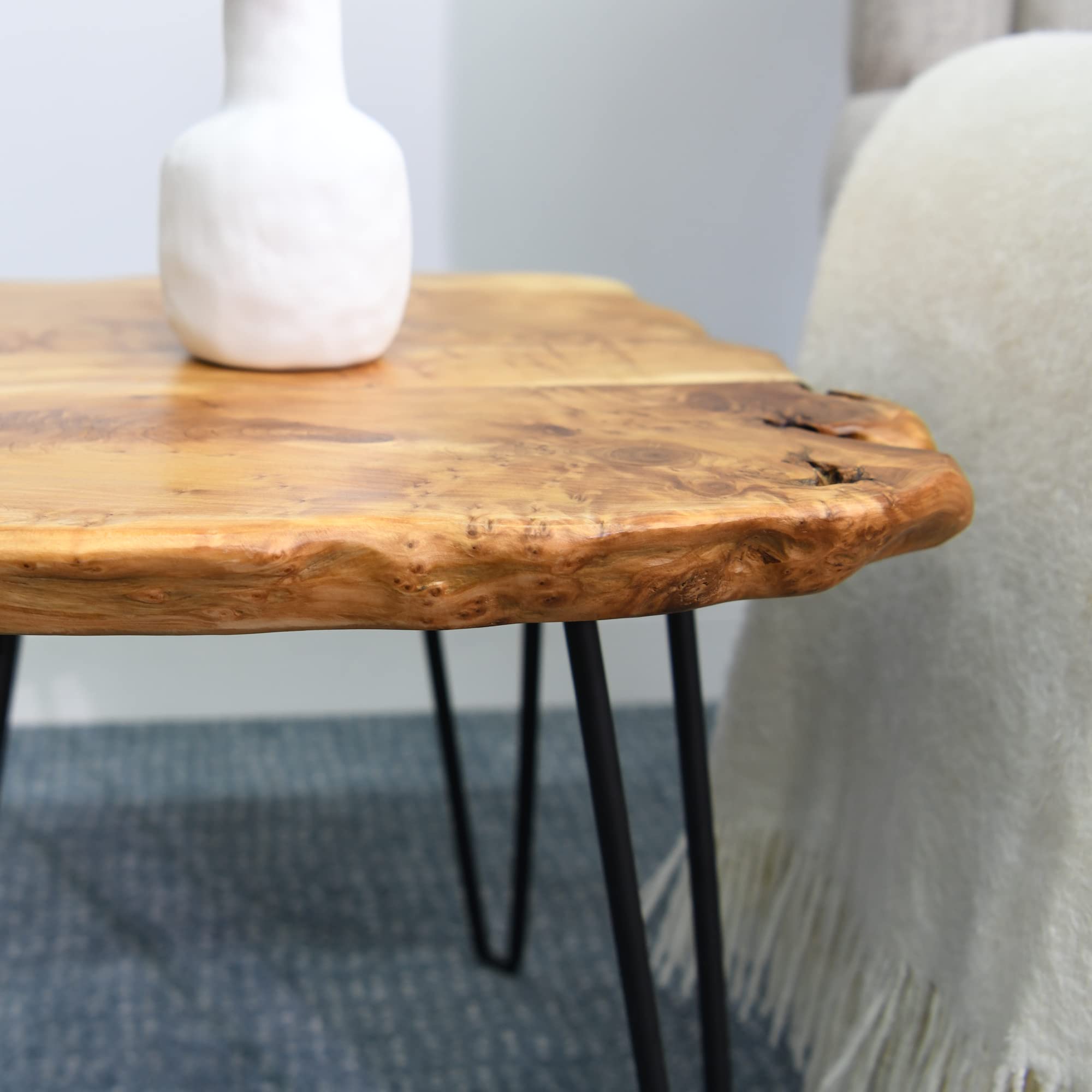 Natural Cedar Wood Side Table 20x20x21 Inches - Vintage Live Edge Solid Slab Coffee Table - Rustic Accent End Table for Living Room, Patio, Bedroom - Perfect Plant Stand & Outdoor Furniture