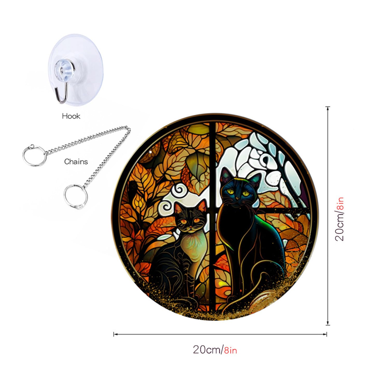 MATIHAY Black Cat Acrylic Window Hanging - Cute Cat Wall Decor for Cat Lovers, Halloween Fall Christmas Home Decor, Perfect for Living Room, Bedroom, or Cafe (Set of 2)