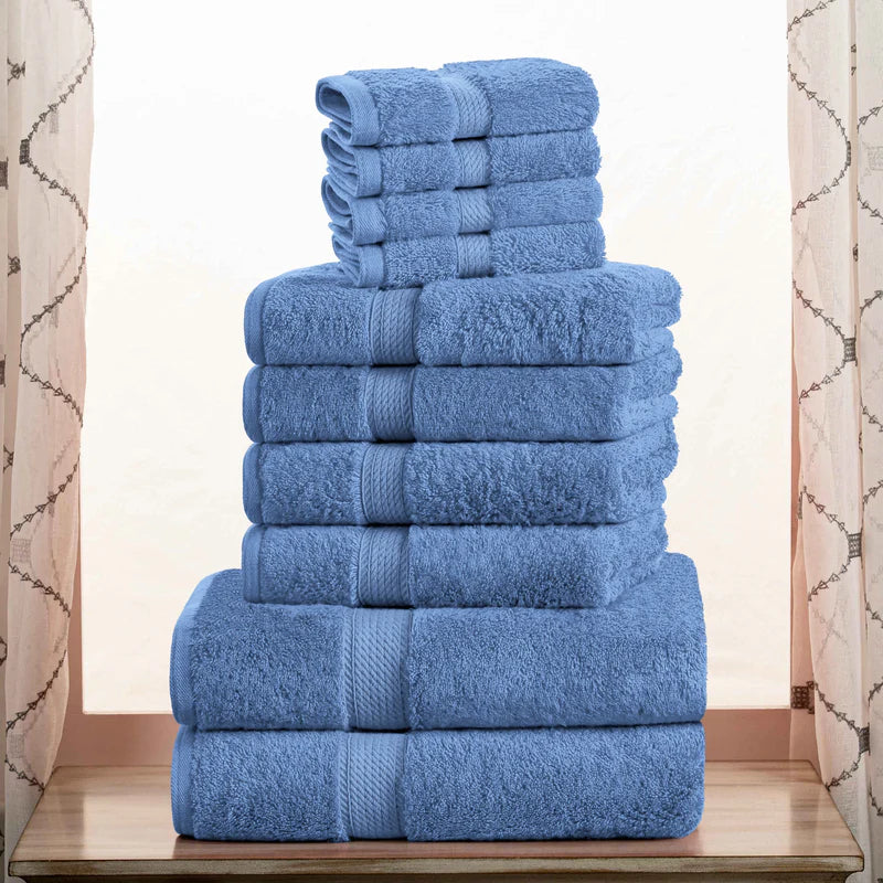 Premium Egyptian Cotton 10-Piece Towel Set - Ultra Soft, Heavyweight & Plush for Bath, Spa & Luxury Home Use