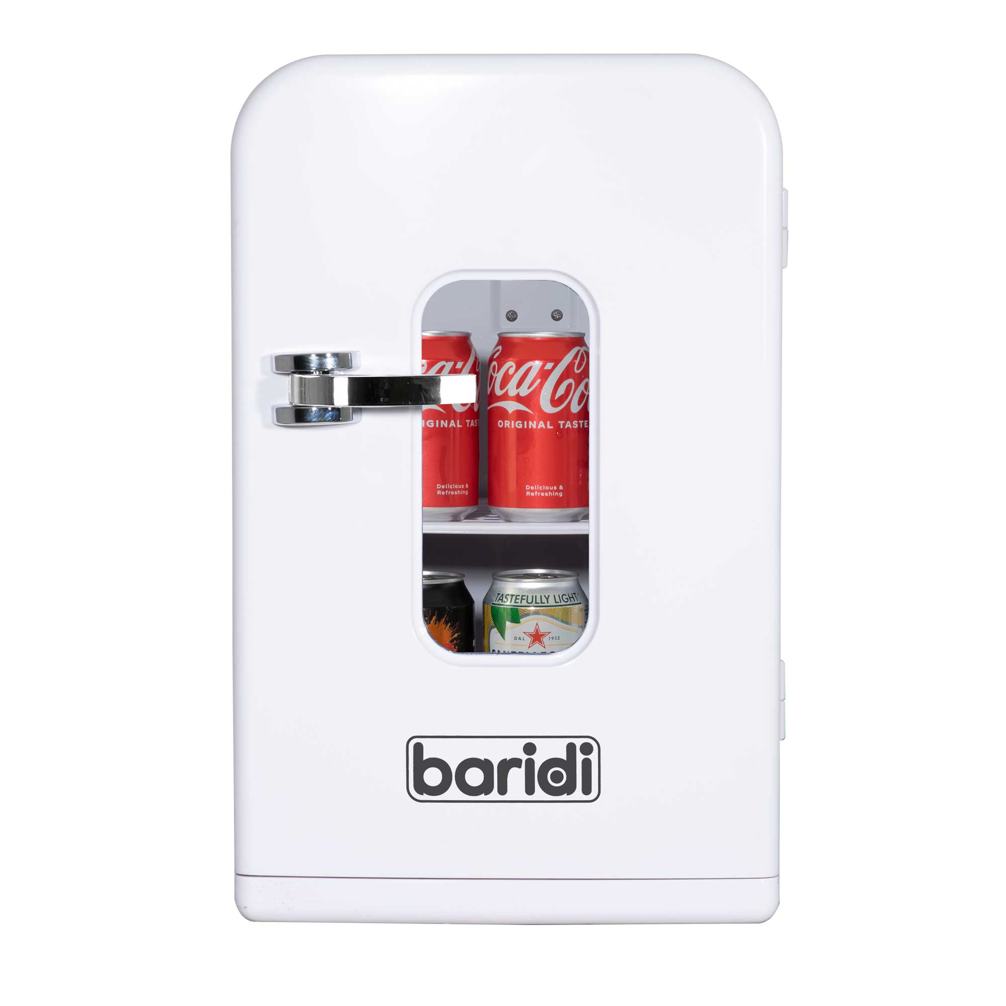 Baridi 15L Mini Fridge Cooler - 12V/230V Portable Compact Refrigerator for Skincare, Cosmetics, Cars, Bedrooms, Dorms, Camping & Travel - Energy Efficient White Mini Fridge (Model DH94) - Perfect for Keeping Drinks, Snacks, and Beauty Products Cool On-The-Go