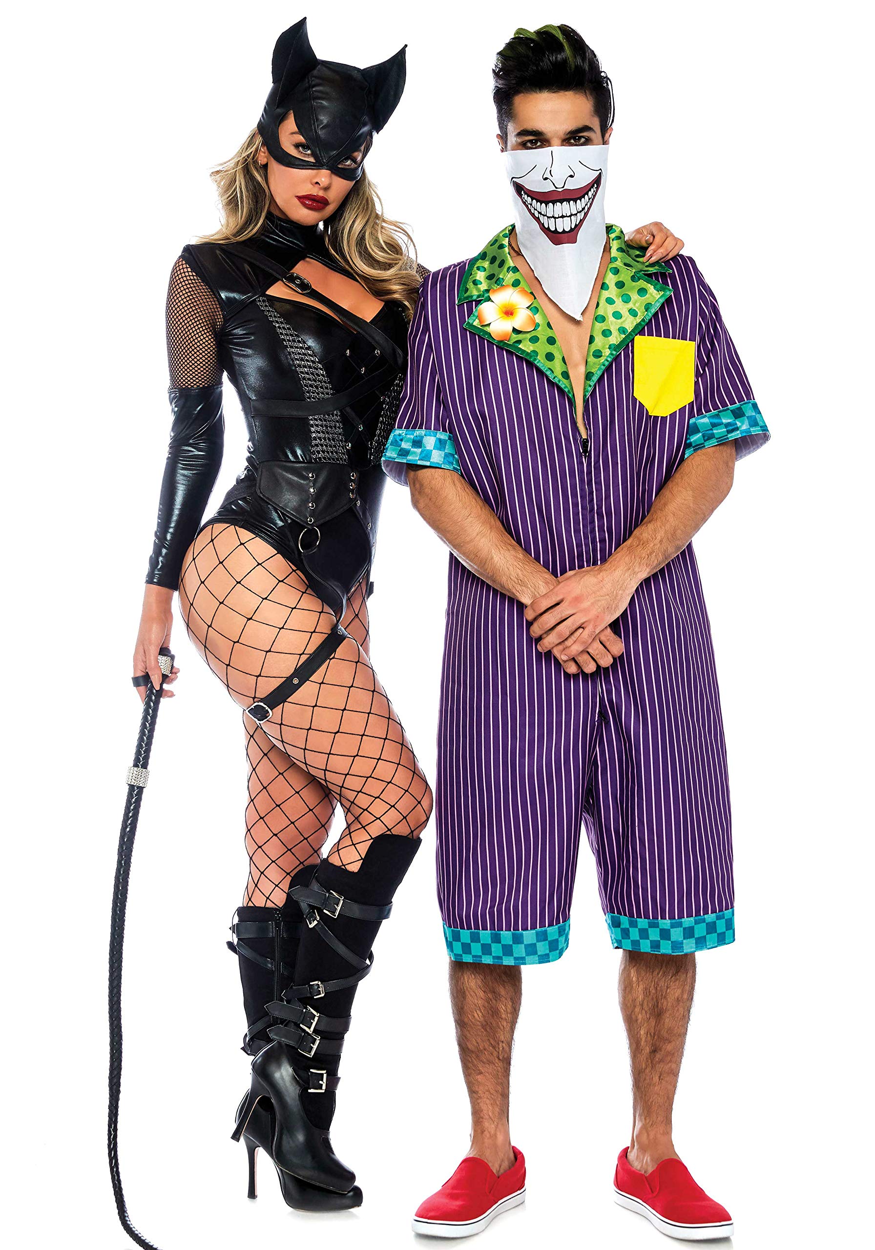 Leg Avenue Women's 2-Piece Villainess Vixen Bodysuit Costume with Attached Garter & Hooded Mask - Sexy Halloween Cosplay Outfit for Parties & Roleplay