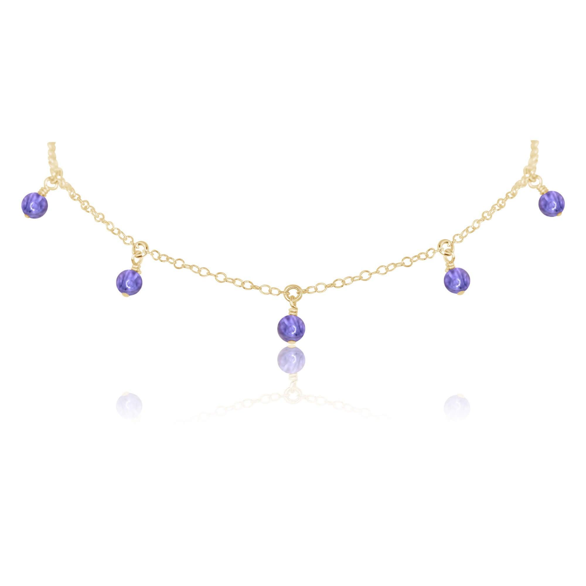 Exquisite Tanzanite Bead Drop Choker Necklace for Women | Elegant Blue Violet Gemstone Jewelry Gift | Perfect for Weddings, Parties & Special Occasions