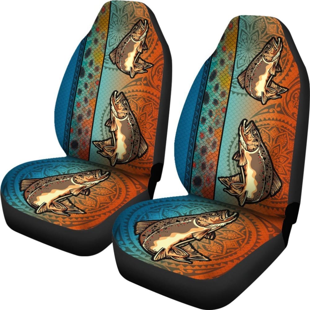 Premium Brown Trout Fish Design Car Seat Covers - Waterproof & Durable for Fishing Enthusiasts - Perfect for Trucks, SUVs and Outdoor Adventures