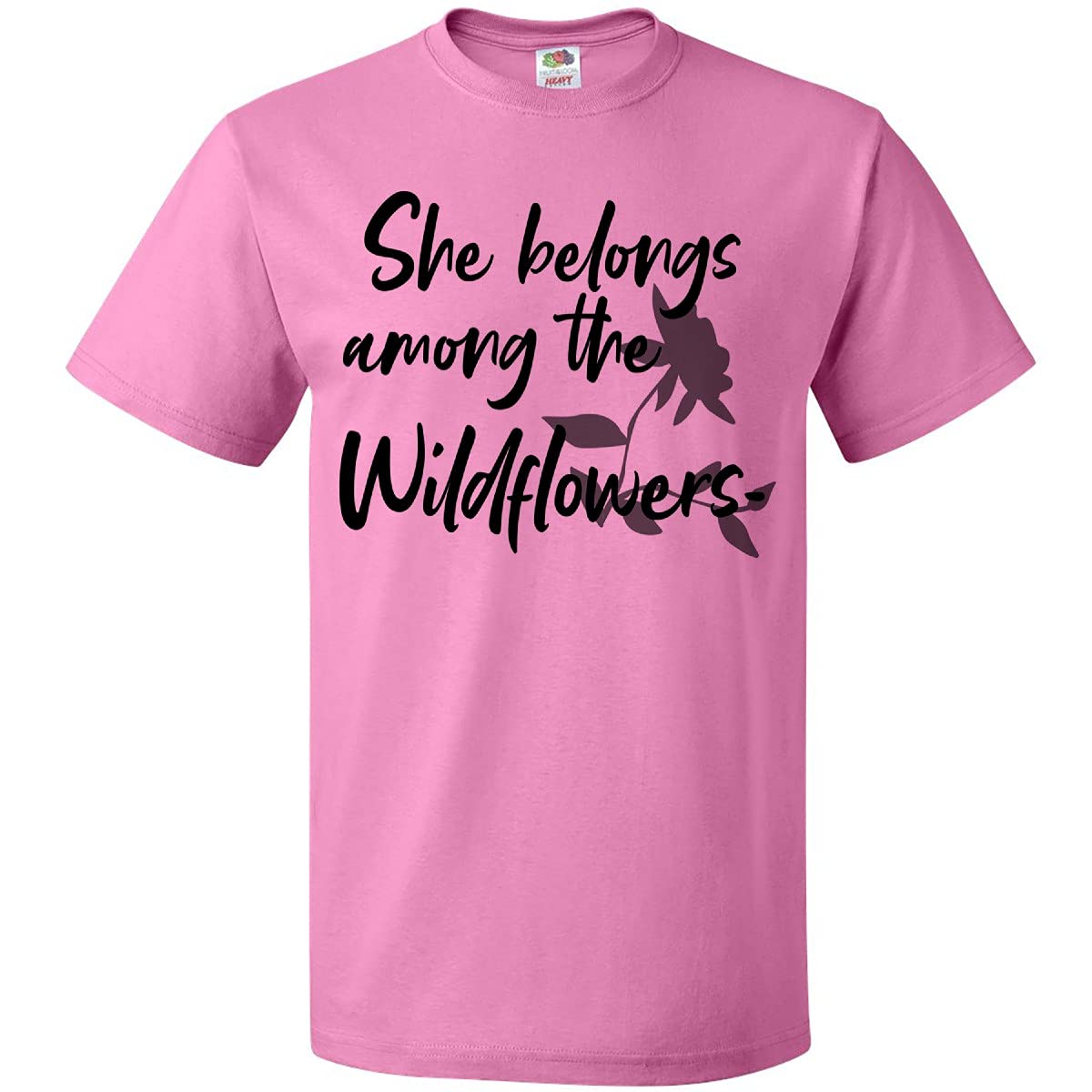 Inktastic She Belongs Among The Wild Flowers Women's T-Shirt - Soft Cotton Vintage Floral Graphic Tee for Casual Wear, Outdoor Adventures & Music Festivals