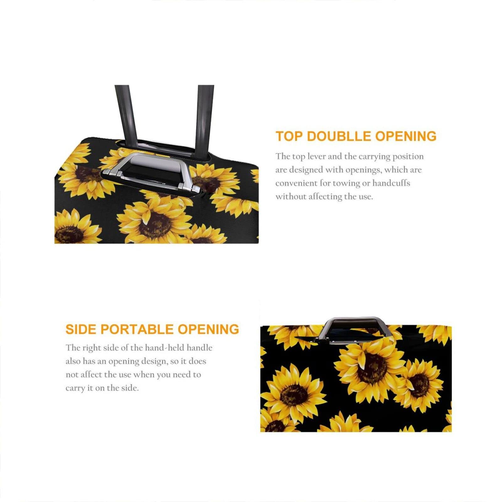 Sunflower Elastic Luggage Cover - Washable & Durable Suitcase Protector with Concealed Zipper for 18-32 Inch Travel Bags - Perfect for Airplane, Train & Road Trips