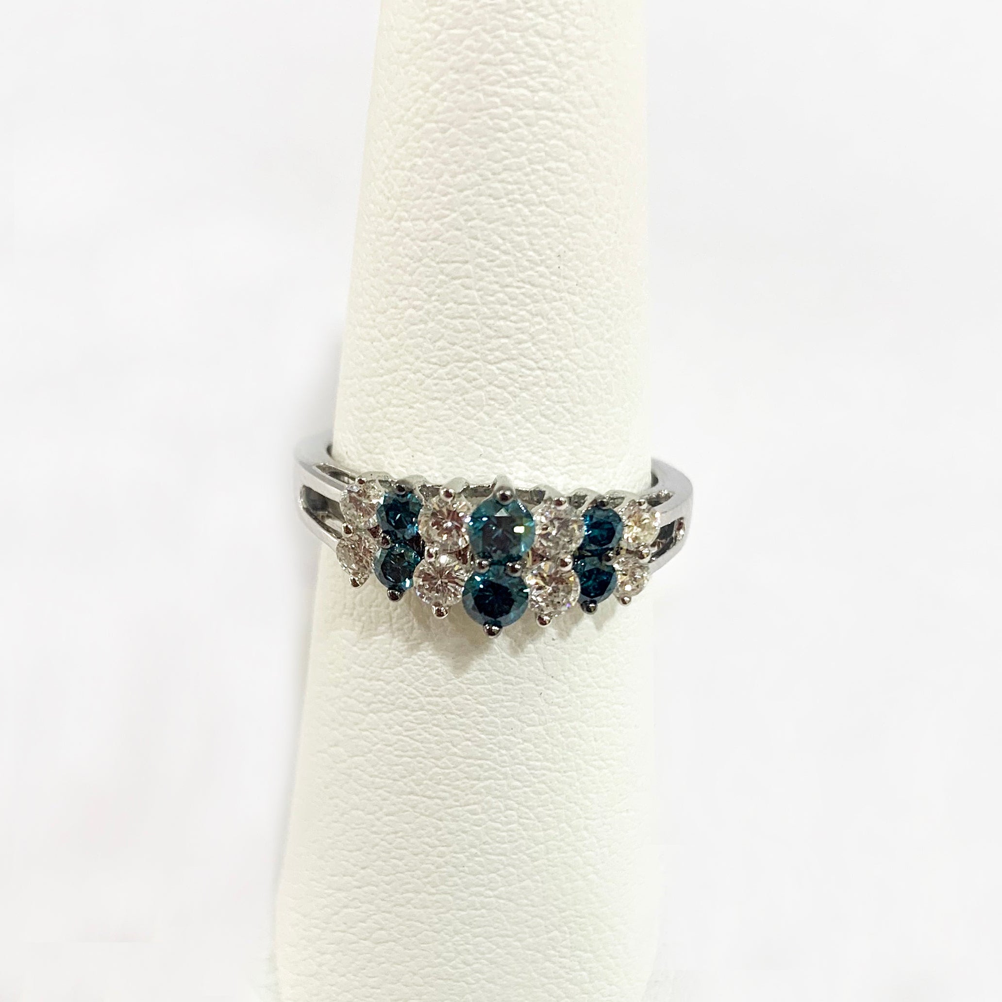 14K White Gold Blue Diamond Ring for Women - Elegant Solitaire Engagement & Wedding Band - Perfect for Proposals, Anniversaries, and Special Occasions